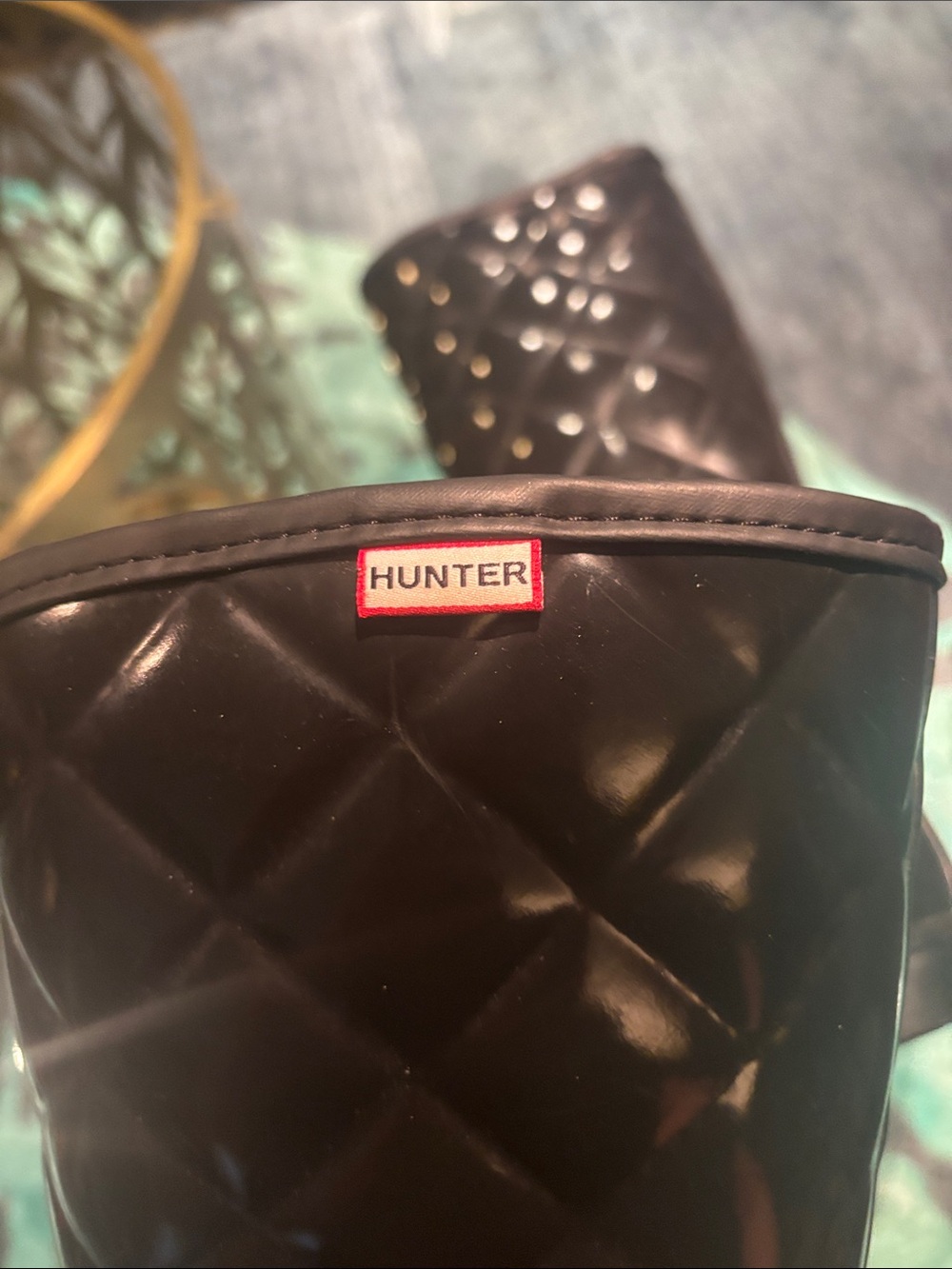 Hunter Quilted Tall Black Women's Rubber Boots - Brand: - Picture 2 of 4